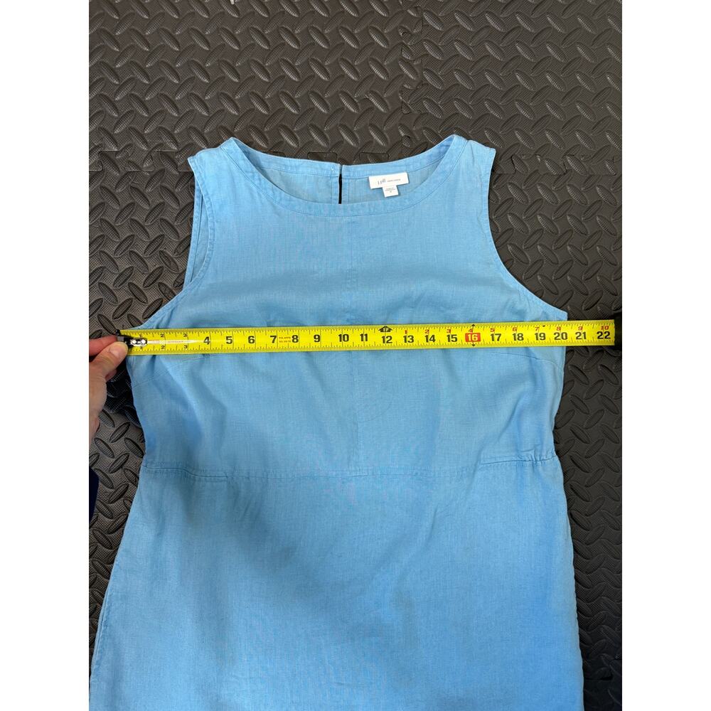 100% Linen Blue Shift Dress Minimalist Summer Coastal Capsule Relaxed Fit - Picture 7 of 7